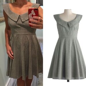 ModCloth Myrtlewood Pinup Grey Linen Collared Dress Sz XS